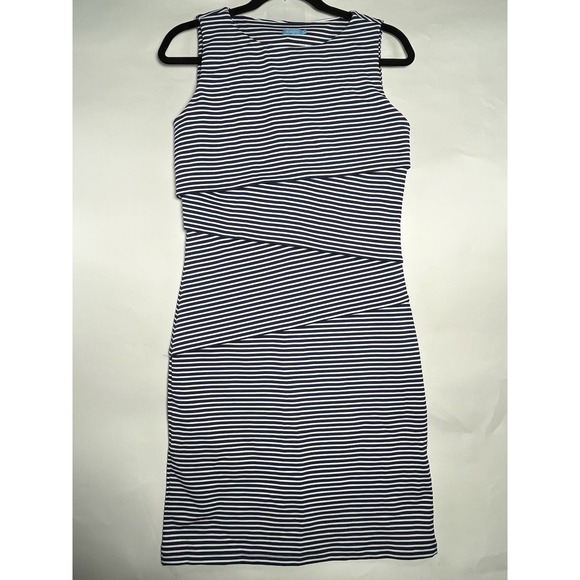 J McLaughlin Nicola Tiered Catalina Cloth Dress S Blue White Stripes Preppy Chic - Picture 1 of 10
